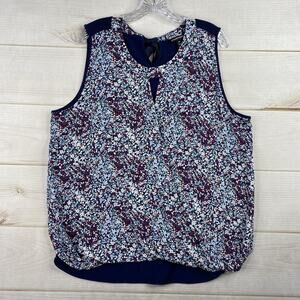41 Hawthorn Blouse Women’s 2XL Blue Floral Boho Sleeveless Stretch Keyhole